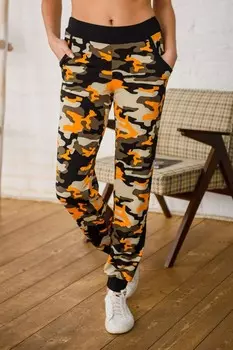 Брюки вискозные Камуфляж (оранжевые)