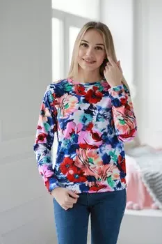 Джемпер велюровый Мартина (цветы)