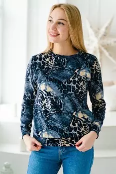 Джемпер велюровый Мартина (серо-синий)