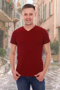 Футболка мужская Пол (бордовая) рр