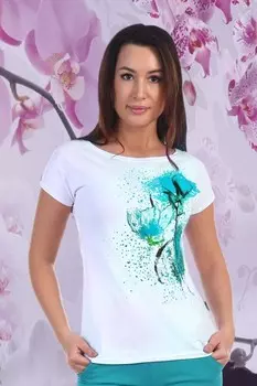Футболка трикотажная Блум (ментоловые цветы) рр