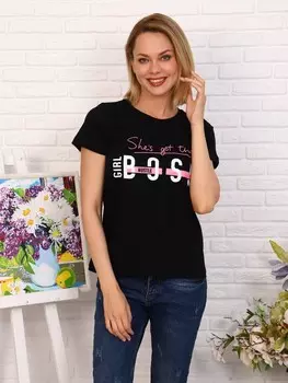 Футболка трикотажная Босс (черная)