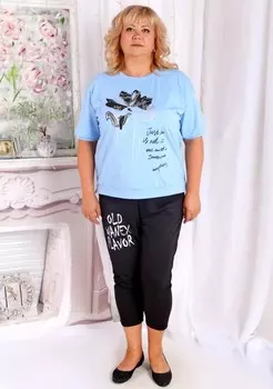 Футболка трикотажная Букет (голубая) рр