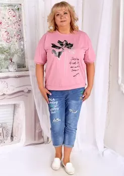 Футболка трикотажная Букет (розовая)