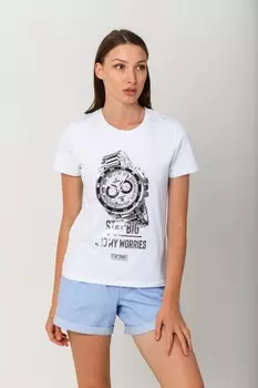 Футболка трикотажная Часы (белая)