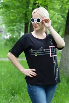 Футболка трикотажная Дейзи (черная)