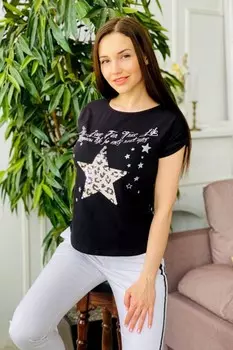 Футболка трикотажная Доминика (черная)