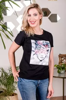 Футболка трикотажная Флирт (черная) рр