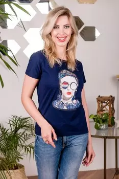 Футболка трикотажная Хиппи (синяя) рр