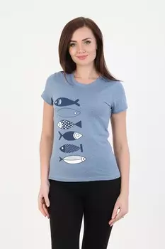 Футболка трикотажная Эвдора (серо-синяя)