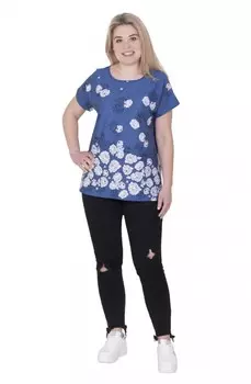 Футболка трикотажная Карен (белые цветы)