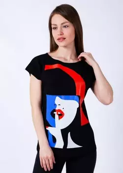 Футболка трикотажная Кэролайн (черная) рр