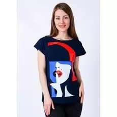 Футболка трикотажная Кэролайн (синяя)