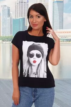 Футболка трикотажная Каролина (черная)