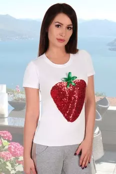 Футболка трикотажная Клубника (белая) рр