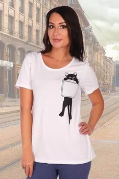 Футболка трикотажная Кошка (белая) рр