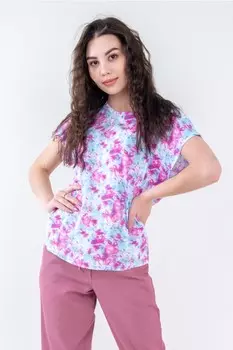 Футболка трикотажная Лейсан (розово-голубая)