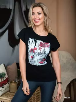 Футболка трикотажная Париж (черная) рр