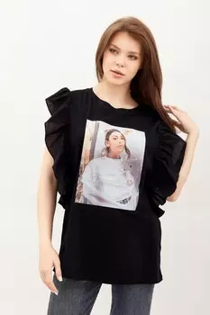 Футболка трикотажная Парижанка (черная)