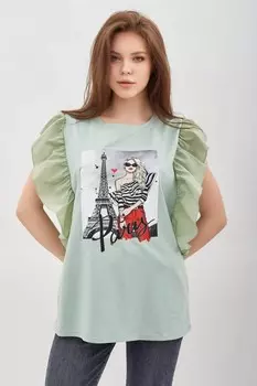 Футболка трикотажная Парижанка (оливковая)