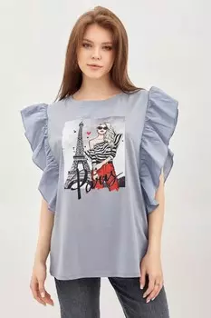 Футболка трикотажная Парижанка (серая)