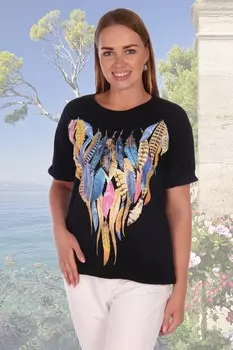 Футболка трикотажная Перья (черная)