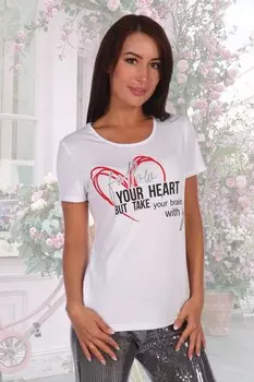 Футболка трикотажная Сердце (белая) рр