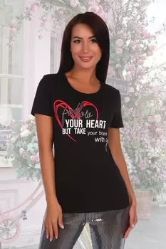 Футболка трикотажная Сердце (черная)