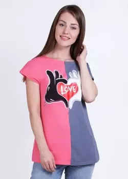 Футболка трикотажная Тира (серо-розовая) рр