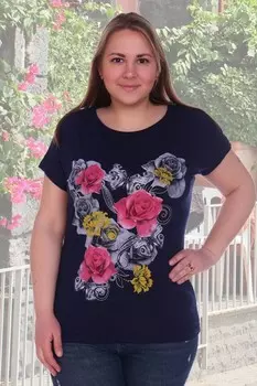 Футболка вискозная Гелла (темно-синяя) рр