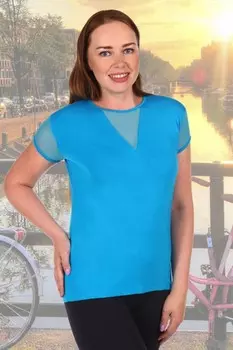 Футболка вискозная Кристина (бирюзовая) рр
