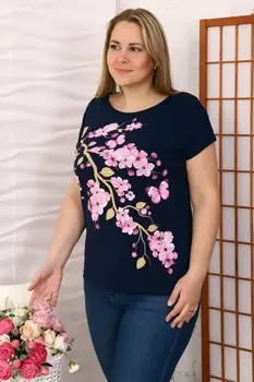 Футболка вискозная Николь (темно-синяя)