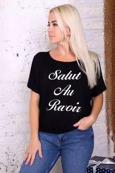 Футболка вискозная Привет (черная)