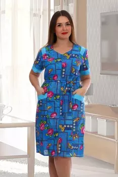 Халат бязевый Августина (синий) рр