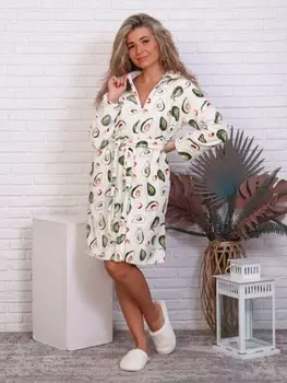 Халат из велсофта Агнес (авокадо на молочном)