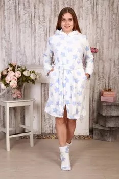 Халат из велсофта Агнес (голубые звезды)