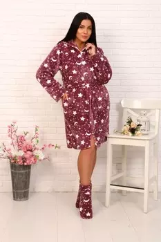 Халат из велсофта Аргелла (бордовый)