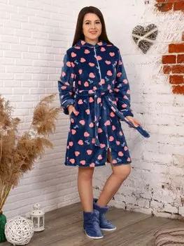 Халат из велсофта Аргелла (темно-синий)