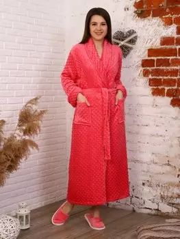 Халат из велсофта Кассия (коралловый)