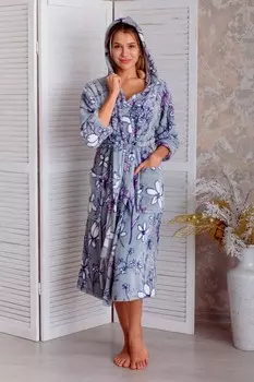 Халат из велсофта Лара (серый)