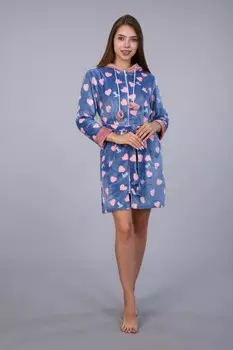 Халат из велсофта Снежок (индиго)