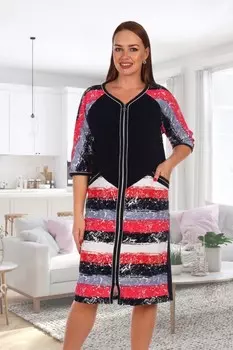 Халат махровый Жанна (красная полоса) рр