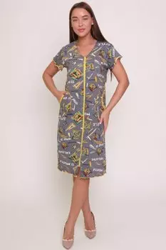 Халат трикотажный Альбина (серо-желтый)