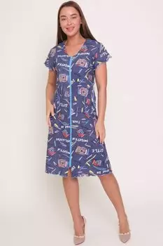 Халат трикотажный Альбина (синий)