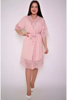 Халат трикотажный Амели (пудра)