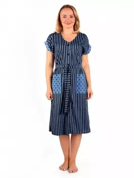 Халат трикотажный Бернадайн (полоса индиго)