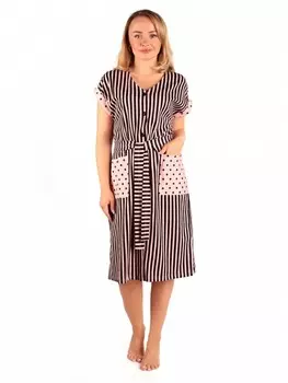 Халат трикотажный Бернадайн (полоса розовая)