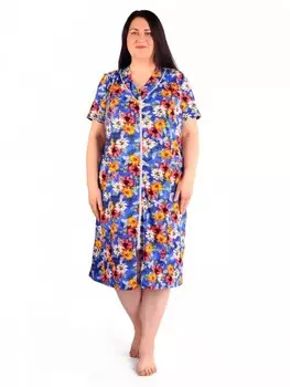 Халат трикотажный Фаина (васильковый) рр