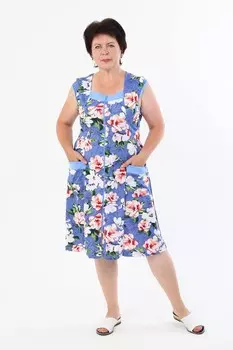 Халат трикотажный Гленис (цветы на голубом)