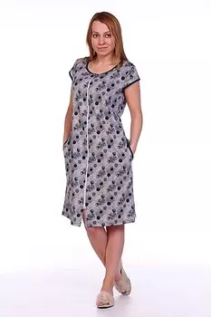 Халат трикотажный Игрэйн (серо-синий)